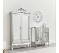 Melody Maison Mirrored Wardrobe & Chest Of Drawers - Tiffany Range in Silver Melody Maison Silver