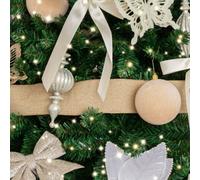 Melody Maison Natural Linen Hessian Look Wired Christmas Tree & Gift Wrapping Ribbon - 2.7M