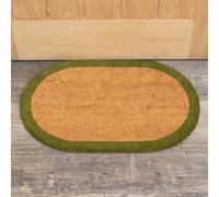 Melody Maison Natural Oval Coir Door Mat With A Green Border