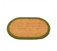 Melody Maison Natural Oval Coir Door Mat With A Green Border in Light Brown Melody Maison Light Brown
