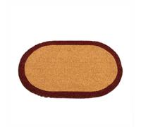 Melody Maison Natural Oval Coir Door Mat With A Wine Red Border in Light Brown Melody Maison Light Brown