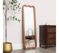 Melody Maison Natural Wood Wavy Edge Full Length Wall & Leaner Mirror - 47cm X 142cm in Brown | Size: 47 cm X 142 cm Melody Maison Brown 47 cm X 142 cm