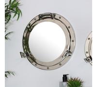 Melody Maison Nautical Porthole Mirror In Silver - 38Cm X 38Cm