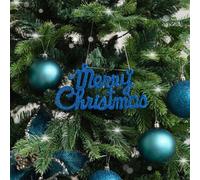 Melody Maison Navy Blue Glitter Merry Christmas Sign - 19.5Cm