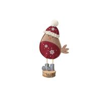 Melody Maison Neutral & Red Felt Robin Standing Decoration With Wooden Base - 22cm in Dark Red Melody Maison Dark Red