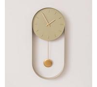 Melody Maison Olive Green & Gold Pendulum Metal Analogue Wall Clock - 20Cm X 55Cm