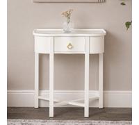 Melody Maison One Drawer Half Moon Console Table With Hessian & Glass Top - Austin White Range
