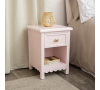 Melody Maison One Drawer Scalloped Bedside Table - Staunton Pink Range
