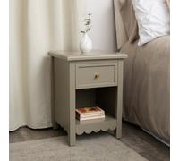 Melody Maison One Drawer Scalloped Bedside Table - Staunton Taupe Range
