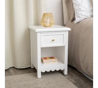 Melody Maison One Drawer Scalloped Bedside Table - Staunton White Range
