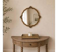 Melody Maison Ornate Antique Gold Round Scalloped Vintage Wall Mirror - 50Cm X 50Cm