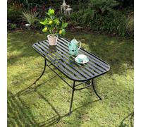 Melody Maison Ornate Black & Gold Metal Garden Table 100Cm X 50Cm