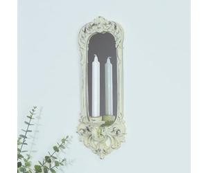 Melody Maison Ornate Cream Mirrored Candle Sconce