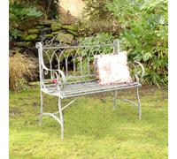 Melody Maison Ornate Distressed Grey Metal Garden Bench 98Cm X 114Cm