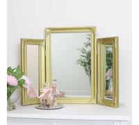 Melody Maison Ornate Gold Triple Dressing Table Mirror 55cm X 74cm in Metallic Gold | Size: 55 cm X 74 cm Melody Maison Metallic Gold 55 cm X 74 cm