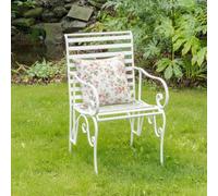 Melody Maison Ornate Metal Distressed White Garden Chair - 55Cm X 92Cm