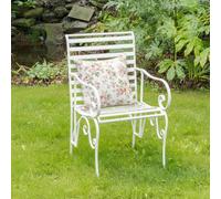 Melody Maison Ornate Metal Distressed White Garden Chair - 55cm X 92cm | Size: 55 cm X 92 cm Melody Maison White 55 cm X 92 cm