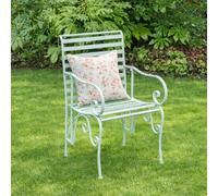 Melody Maison Ornate Metal Sage Green Garden Chair - 55Cm X 92Cm