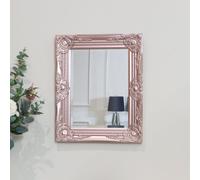 Melody Maison Ornate Rose Gold Pink Wall Mirror With Bevelled Glass Melody Maison Rose Gold