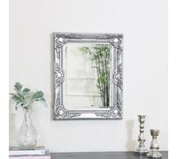 Melody Maison Ornate Silver Wall Mirror With Bevelled Glass 52Cm X 42Cm