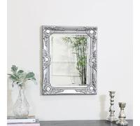 Melody Maison Ornate Silver Wall Mirror With Bevelled Glass 52Cm X 42Cm