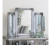 Melody Maison Ornate Vintage Silver Triple Dressing Table Mirror 55Cm X 74Cm