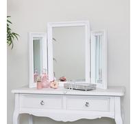 Melody Maison Ornate White Vintage Triple Dressing Table Mirror 55Cm X 74Cm
