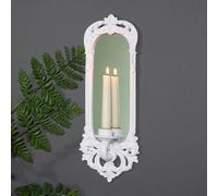 Melody Maison Ornate White Wall Mirror Candle Holder Sconce