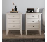 Melody Maison Pair Of 3 Drawer Bedside Table - Rowley Pale Cream Range Melody Maison Cream