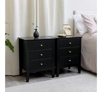 Melody Maison Pair Of 3 Drawer Bedside Tables - Hales Black Range