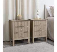 Melody Maison Pair Of 3 Drawer Bedside Tables - Hales Tan Range