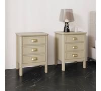 Melody Maison Pair Of 3 Drawer Bedside Tables - Lawrence Mocha Range in Beige Melody Maison Beige