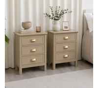 Melody Maison Pair Of 3 Drawer Bedside Tables - Lawrence Taupe Range