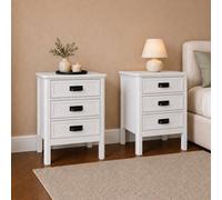 Melody Maison Pair Of 3 Drawer Bedside Tables - Lawrence White Ivory Range
