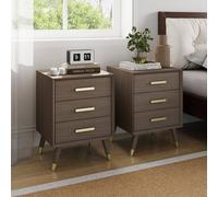 Melody Maison Pair Of 3 Drawer Bedside Tables - Oslo Dark Wood Range