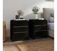 Melody Maison Pair Of Black 3 Drawer Bedside Tables - Meridian Black Range