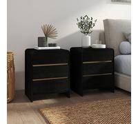 Melody Maison Pair Of Black 3 Drawer Bedside Tables - Meridian Black Range Melody Maison Black