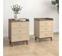 Melody Maison Pair Of Cream 3 Drawer Bedside Tables - Oswin Range in Beige Melody Maison Beige