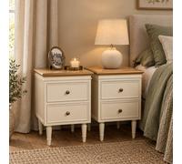 Melody Maison Pair Of Cream & Wooden Two Drawer Bedside Tables - Claudia Range