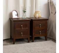 Melody Maison Pair Of Dark Brown Wooden Reeded 2 Drawer Bedside Tables - Georgian Range