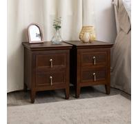 Melody Maison Pair Of Dark Wood Reeded 2 Drawer Bedside Tables - Georgian Range