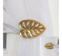 Melody Maison Pair Of Gold Monstera Leaf Curtain Holdbacks