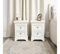 Melody Maison Pair Of Ivory Two Drawer Bedside Tables - Daventry Ivory Range in Off-White Melody Maison Off-White