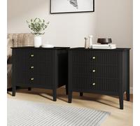 Melody Maison Pair Of Large 3 Drawer Bedside Tables - Hales Black Range