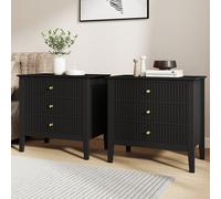 Melody Maison Pair Of Large 3 Drawer Bedside Tables - Hales Black Range Melody Maison Black