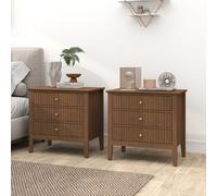 Melody Maison Pair Of Large 3 Drawer Bedside Tables - Hales Dark Wood Range