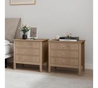 Melody Maison Pair Of Large 3 Drawer Bedside Tables - Hales Pale Wood Range
