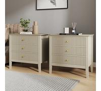 Melody Maison Pair Of Large 3 Drawer Bedside Tables - Hales Taupe Range