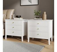 Melody Maison Pair Of Large 3 Drawer Bedside Tables - Hales White Range