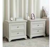 Melody Maison Pair Of Large Taupe-Grey Two Drawer Bedside Tables - Daventry Taupe-Grey Range